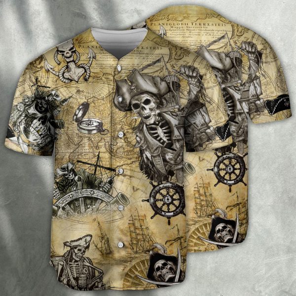 Skull Save A Ship Ride A Pirate Baseball Jersey For Men and Women Jezsport.com