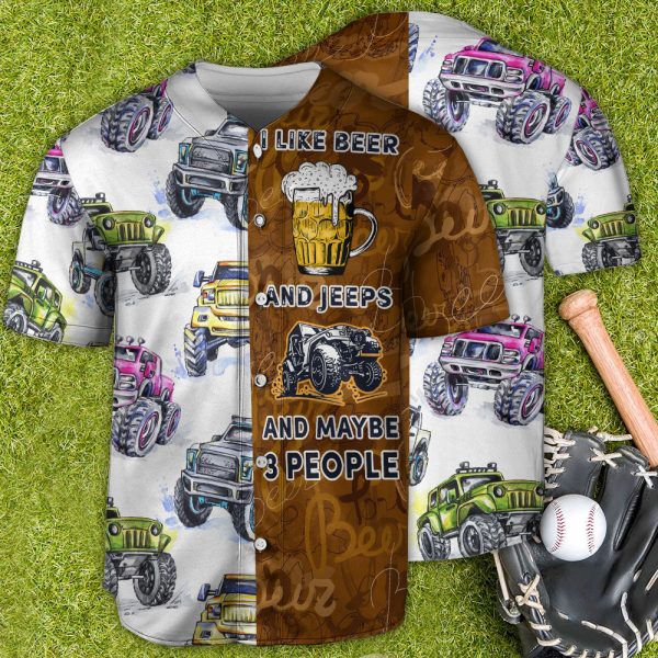 Jeep I Like Beer And Jeeps Baseball Jersey For Men and Women Jezsport.com