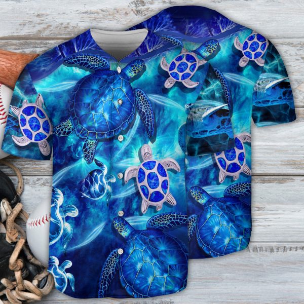 Turtle Go With The Flow In Ocean Baseball Jersey For Men and Women Jezsport.com