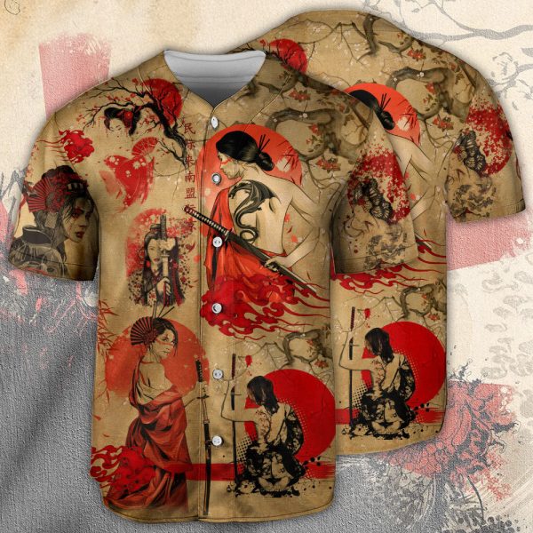 Samurai Girl Tattoo Strong Baseball Jersey For Men and Women Jezsport.com