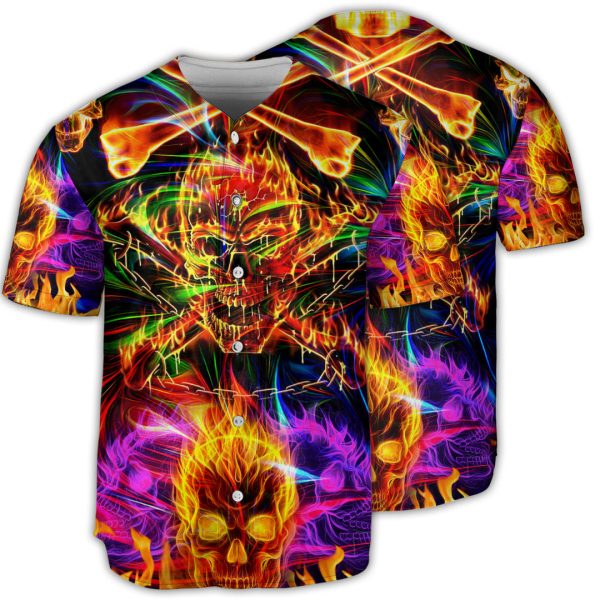 Skull Fire Angry Baseball Jersey For Men and Women Jezsport.com