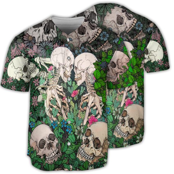 Skull Couple Kiss Baseball Jersey For Men and Women Jezsport.com