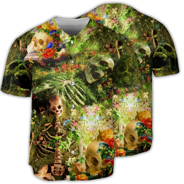 Skull Flower Skeleton Forever Baseball Jersey For Men and Women Jezsport.com