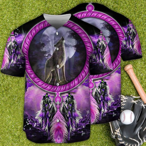 Native American Wolf Dreamcatcher Art Baseball Jersey For Men and Women Jezsport.com