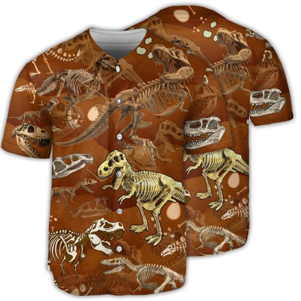 Dinosaur Skull Dinosaurs T-Rex Skull Baseball Jersey For Men and Women Jezsport.com