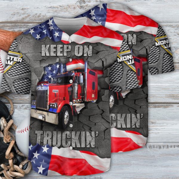 Truck Cool Monster Truck Keep On Truckin' America Style Baseball Jersey For Men and Women Jezsport.com