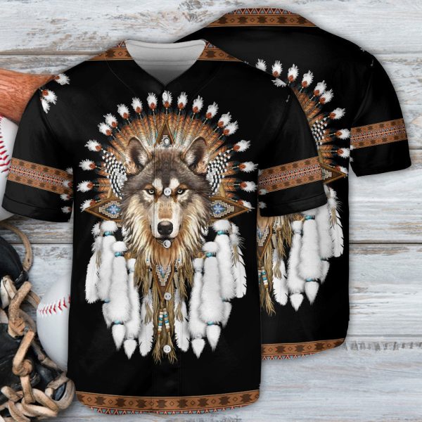 Wolf Native American Wolf Cool Baseball Jersey For Men and Women Jezsport.com