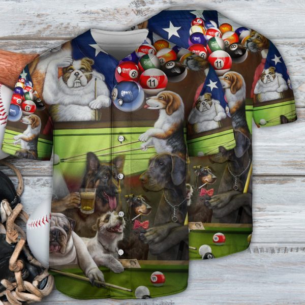 Billiard Independence Day Funny Dogs Baseball Jersey For Men and Women Jezsport.com