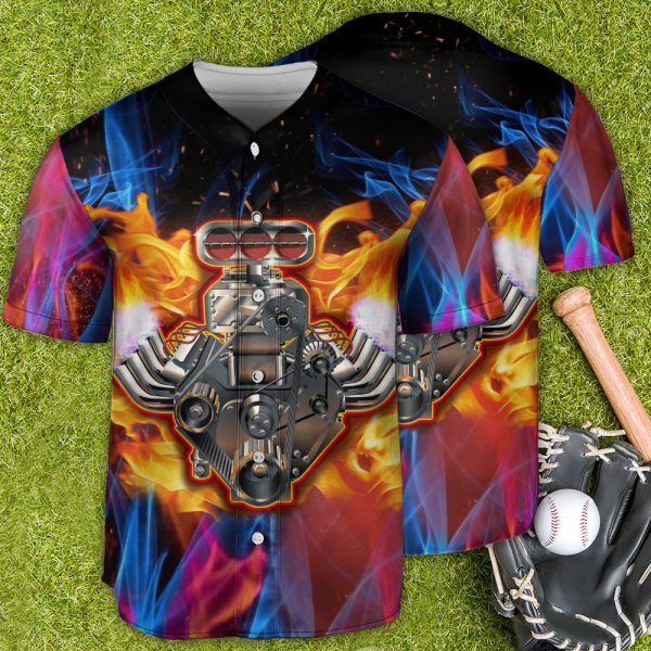 Hot Rod Classic Muscle And Flame Baseball Jersey For Men and Women Jezsport.com