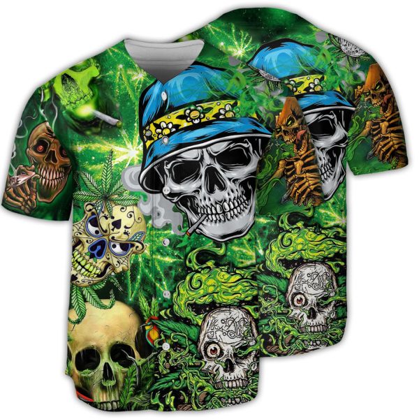 Skull Smile Love Green Baseball Jersey For Men and Women Jezsport.com