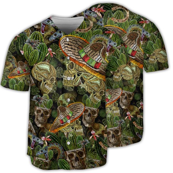 Skull Love Cactus Baseball Jersey For Men and Women Jezsport.com