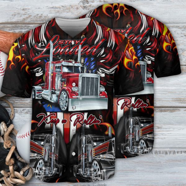 Truck Keep On Rolling Truckers In Fire Baseball Jersey For Men and Women Jezsport.com