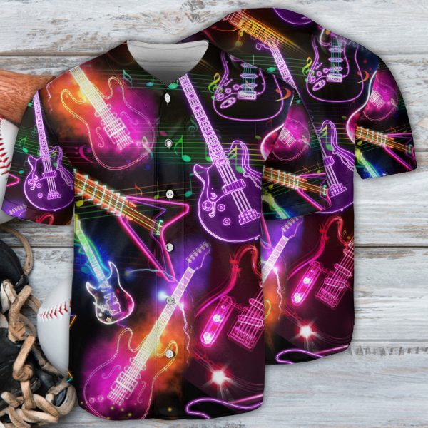 Guitar Music Neon Amazing Baseball Jersey For Men and Women Jezsport.com