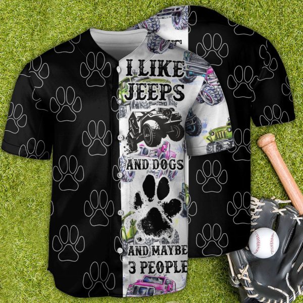 Jeep I Like Jeeps And Dogs Baseball Jersey For Men and Women Jezsport.com