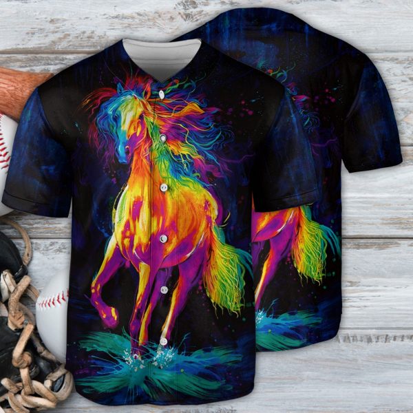 Horse Flame Art Style Baseball Jersey For Men and Women Jezsport.com