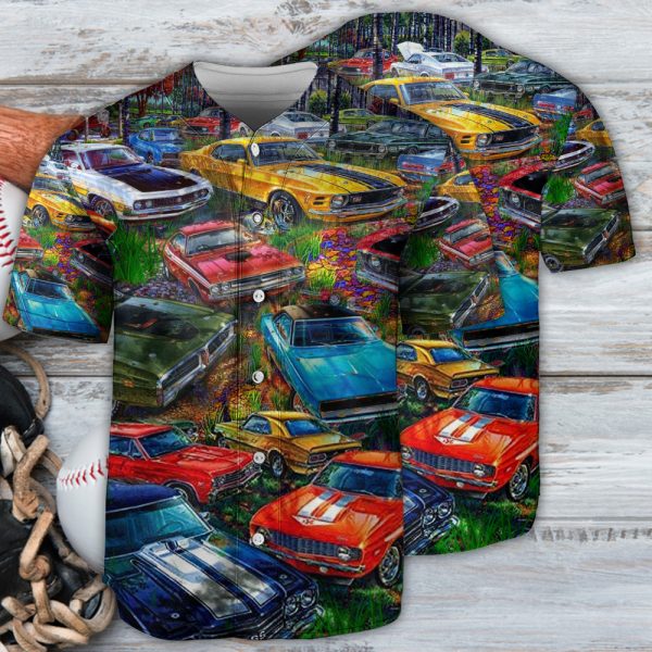 Car Love Classic Car In The Forest Art Style Baseball Jersey For Men and Women Jezsport.com