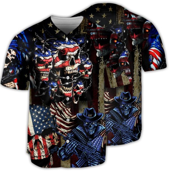 Skull America Angry Baseball Jersey For Men and Women Jezsport.com