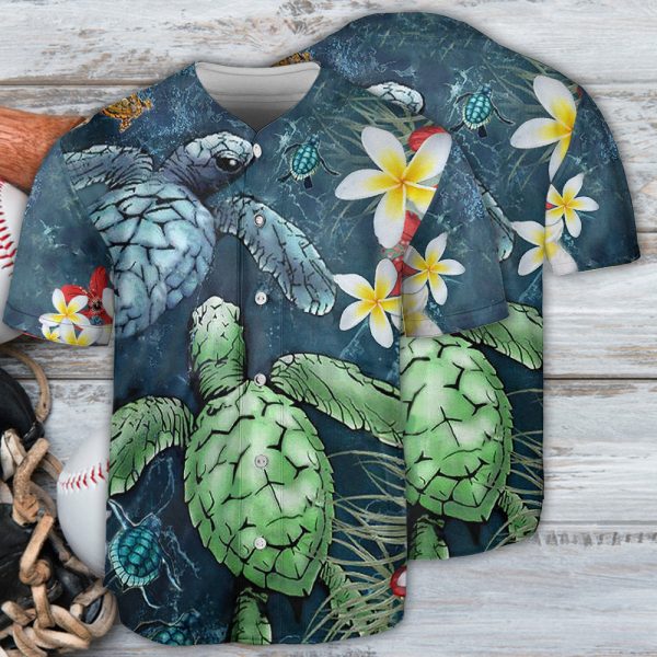 Turtle Love Flowers So Pretty Baseball Jersey For Men and Women Jezsport.com