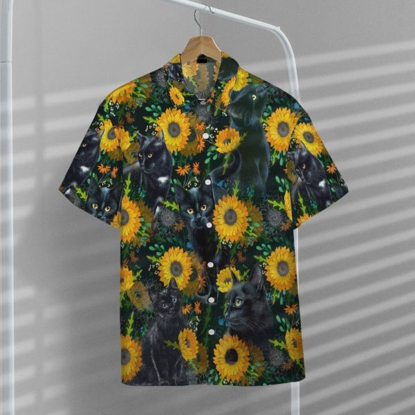 3D Black Cat Hawaii Shirt, Summer Shirt For Men and Women Jezsport.com