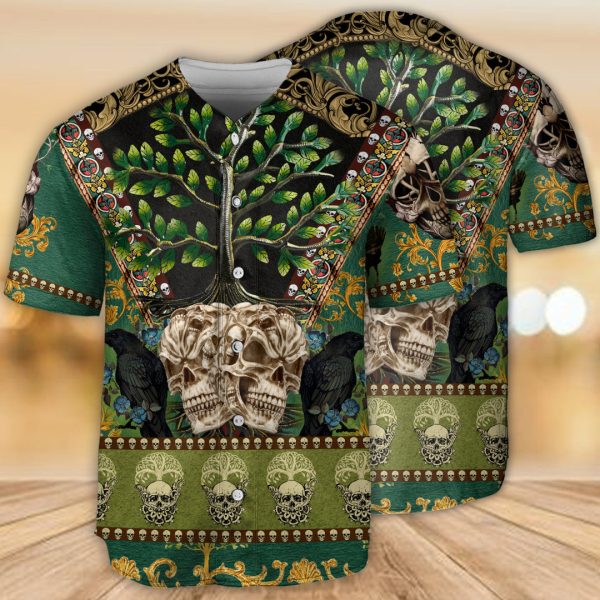 Skull Trees Pattern Cool Baseball Jersey For Men and Women Jezsport.com