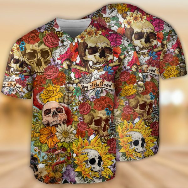 Sugar Skull Sugar Day Of The Dead Baseball Jersey For Men and Women Jezsport.com