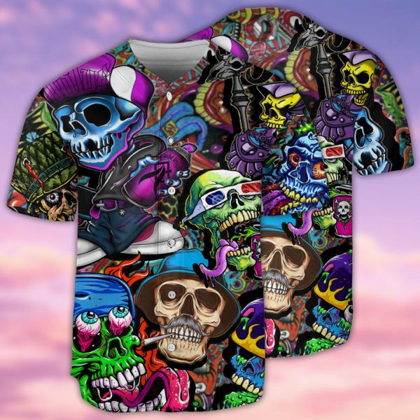 Skull Painting Colorful Mix Baseball Jersey For Men and Women Jezsport.com