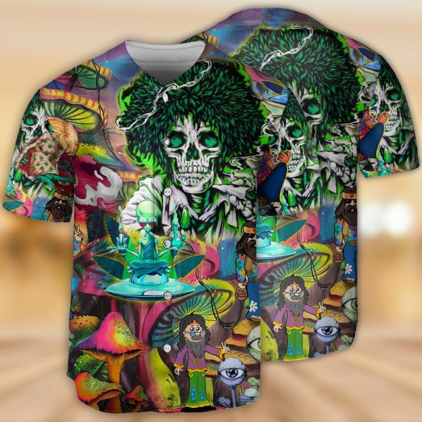 Hippie Skull Alien Mix Color Baseball Jersey For Men and Women Jezsport.com