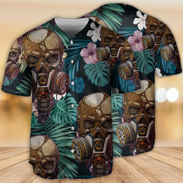 Skull Style Lover And Tropical Leaves Baseball Jersey For Men and Women Jezsport.com