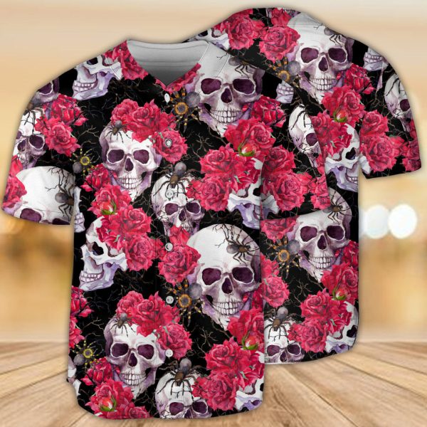 Skull And Rose Baseball Jersey For Men and Women Jezsport.com