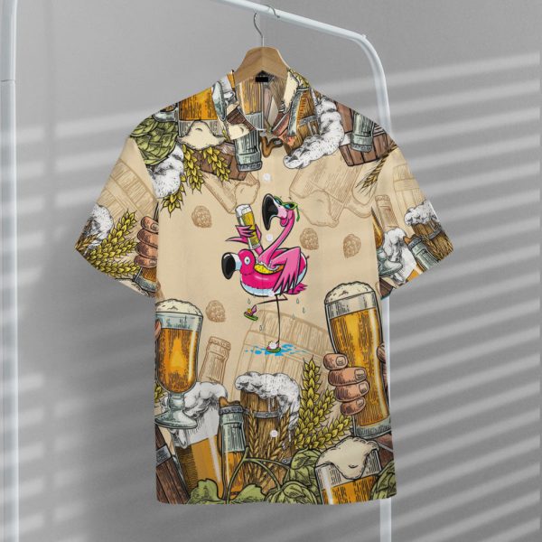 3D Flamingo and Beer Hawaii Shirt, Summer Shirt For Men and Women Jezsport.com