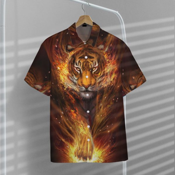 3D Fire Tiger Hawaii Shirt, Summer Shirt For Men and Women Jezsport.com