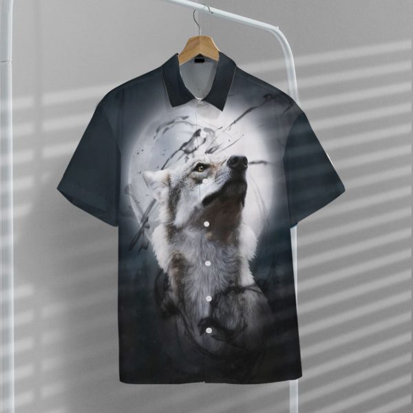 3D The Lone Wolf And The Moon Hawaii Shirt, Summer Shirt For Men and Women Jezsport.com