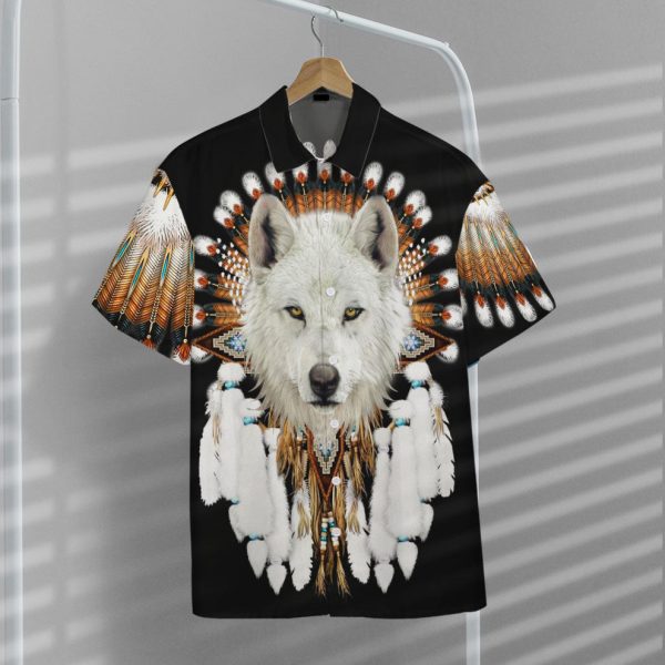 3D Native White Wolf Hawaii Shirt, Summer Shirt For Men and Women Jezsport.com