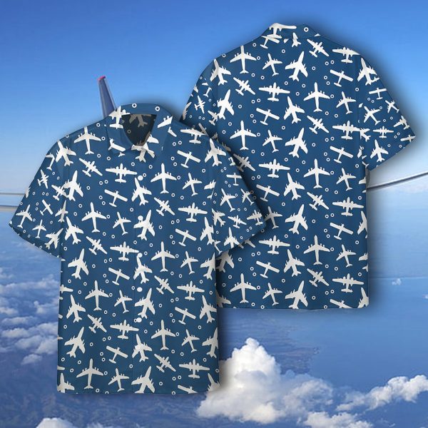 3D Blue And White Aeroplanes Hawaii Shirt, Summer Shirt For Men and Women Jezsport.com