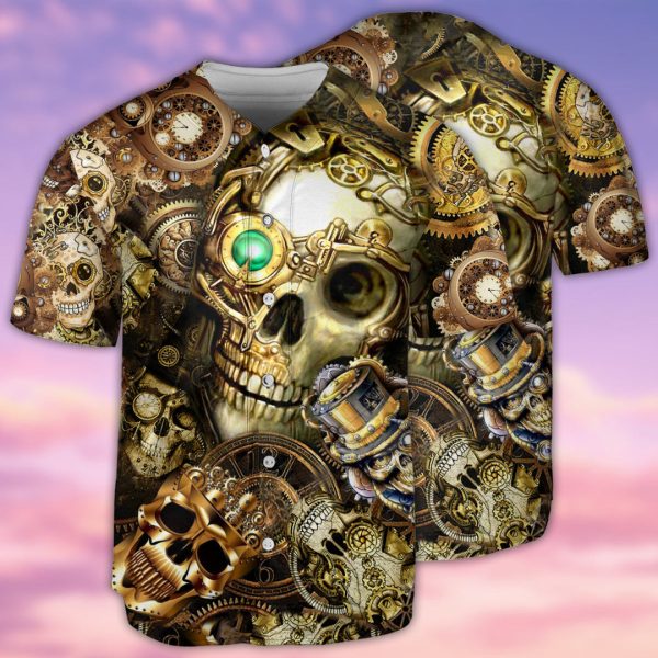 Skull Amazing Steampunk Baseball Jersey For Men and Women Jezsport.com