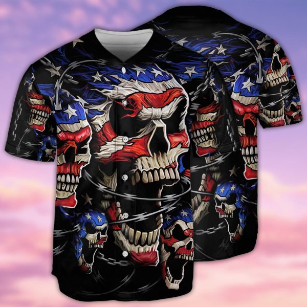 Skull America Forever Baseball Jersey For Men and Women Jezsport.com