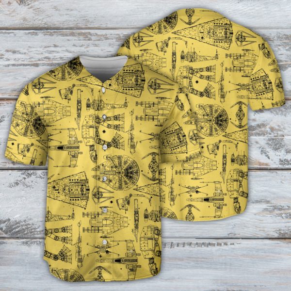 Space Ships Star Wars Yellow Baseball Jersey For Men and Women Jezsport.com