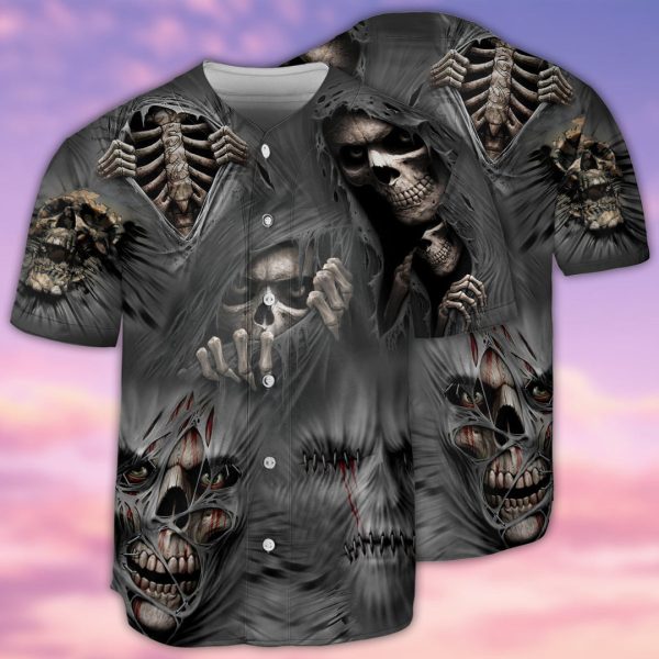 Skull What Scares You Excites Me Baseball Jersey For Men and Women Jezsport.com