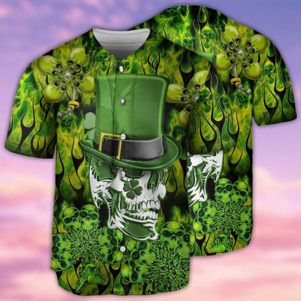 Irish Skull Enjoys Saint Patricks Day Baseball Jersey For Men and Women Jezsport.com