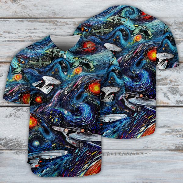 Star Trek Starry Night Fantaxy Ships Baseball Jersey For Men and Women Jezsport.com