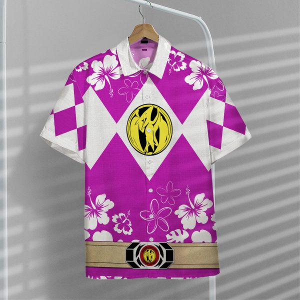 3D Mighty Morphin Power Ranger Pink Hawaii Shirt, Summer Shirt For Men and Women Jezsport.com