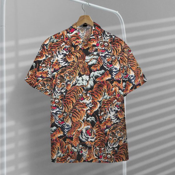 3D One hundred Tigers Black Hawaii Shirt, Summer Shirt For Men and Women Jezsport.com