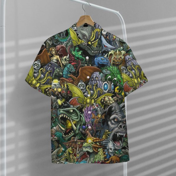 3D Gadzillo Collage Kaiju Monsters Hawaii Shirt, Summer Shirt For Men and Women Jezsport.com