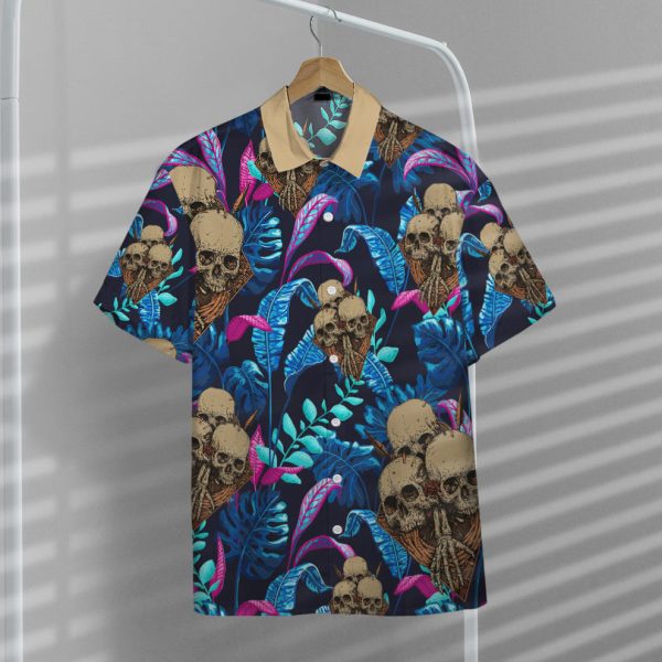 3D Skull Tropical Palm Leaves Hawaii Shirt, Summer Shirt For Men and Women Jezsport.com