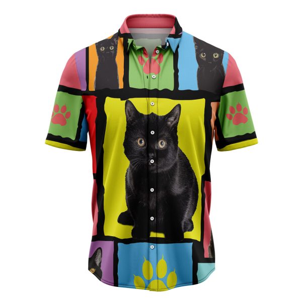 Black Cat Colorful Pieces Hawaiian Shirt, Summer Shirt For Men and Women Jezsport.com