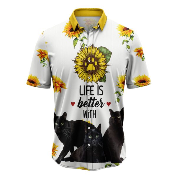 Life Is Better With Black Cat Hawaiian Shirt, Summer Shirt For Men and Women Jezsport.com