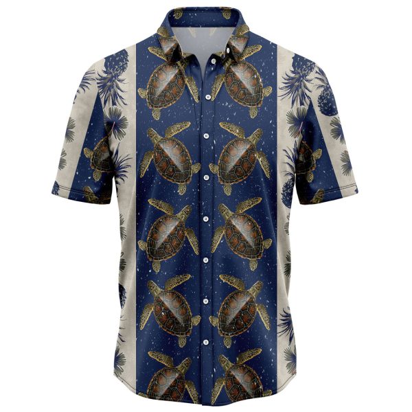 Turtle Pineapple Hibiscus Pattern Hawaiian Shirt, Summer Shirt For Men and Women Jezsport.com