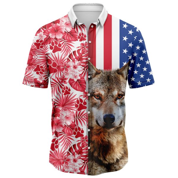 Wolf USA and Tropical Hawaiian Shirt, Summer Shirt For Men and Women Jezsport.com