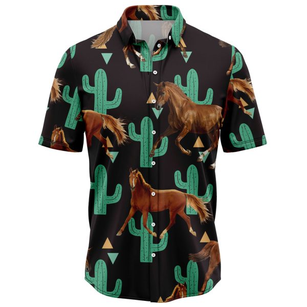 Horse Cactus Pattern Hawaiian Shirt, Summer Shirt For Men and Women Jezsport.com