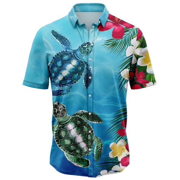 Turtle Floral Hawaiian Shirt, Summer Shirt For Men and Women Jezsport.com